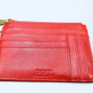 DOPP Red Leather Slot Coin Pouch NWOT